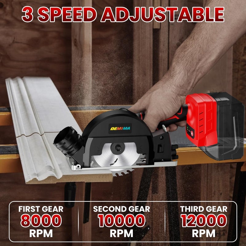 DEMIMA 4" Brushless Cordless Cut-Off Tool Compatible with Milwaukee 18V Battery, 500W mini Saw Up to 12000RPM with 6 Cut Off Wheel, 4" Blades & Base Plate for Metal, Wood, Tile and Plastic (No Battery) - Image 5
